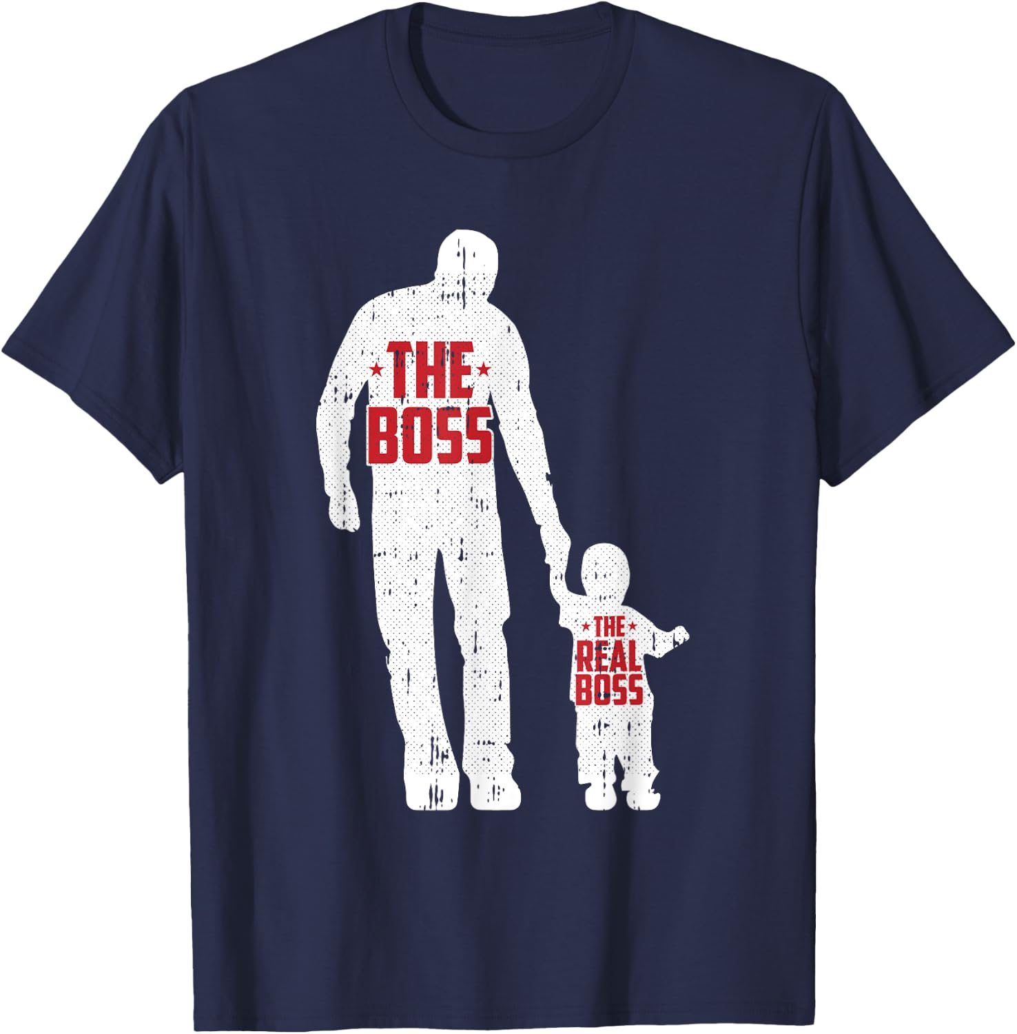 The Boss The Real Boss Fathers Day Dad Son Daughter Matching T-Shirt - T-Shirt | Navy