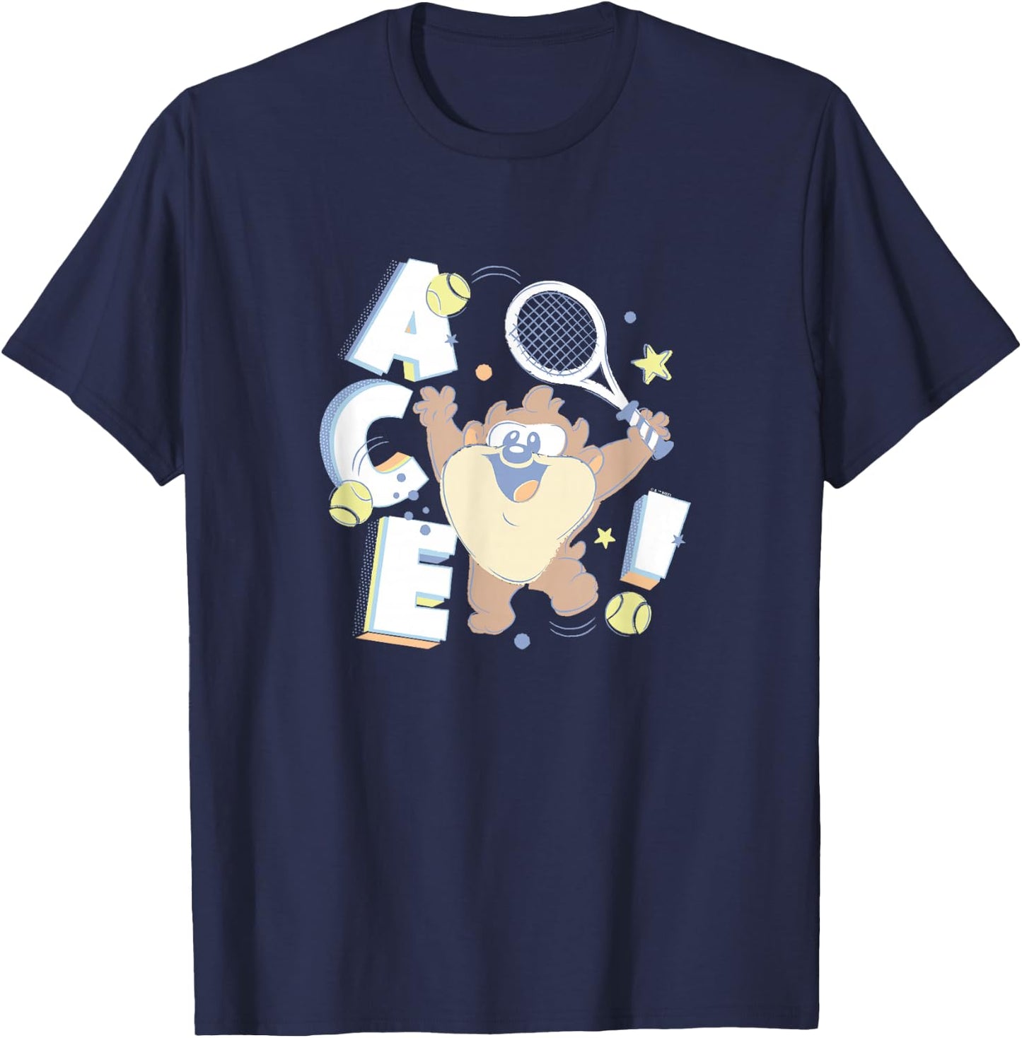Looney Tunes Tasmanian Devil Little Ace Tennis Sports Logo T-Shirt - T-Shirt | Navy