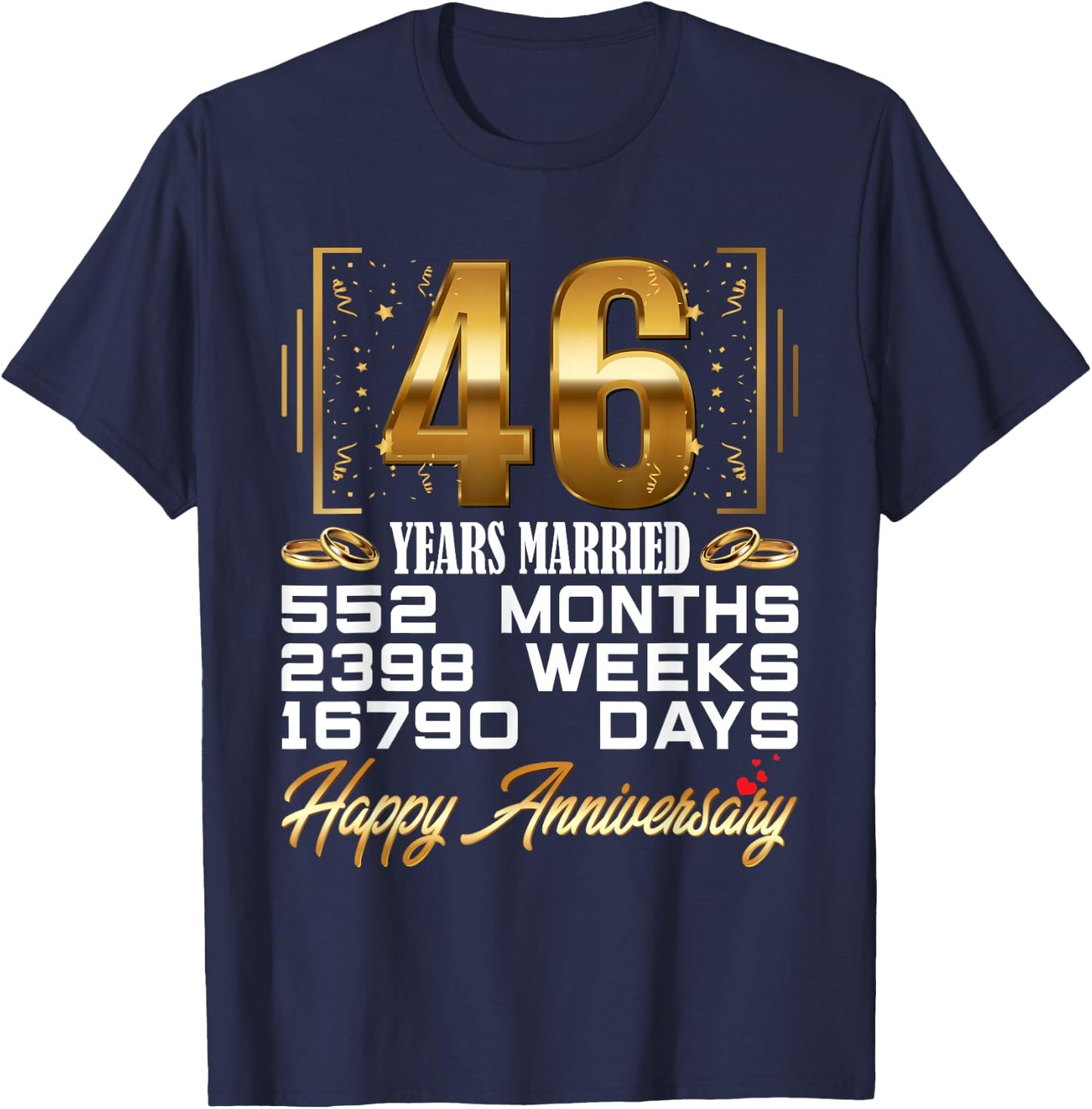 46 Years Married - Funny 46th Wedding Anniversary T-Shirt - T-Shirt | Navy