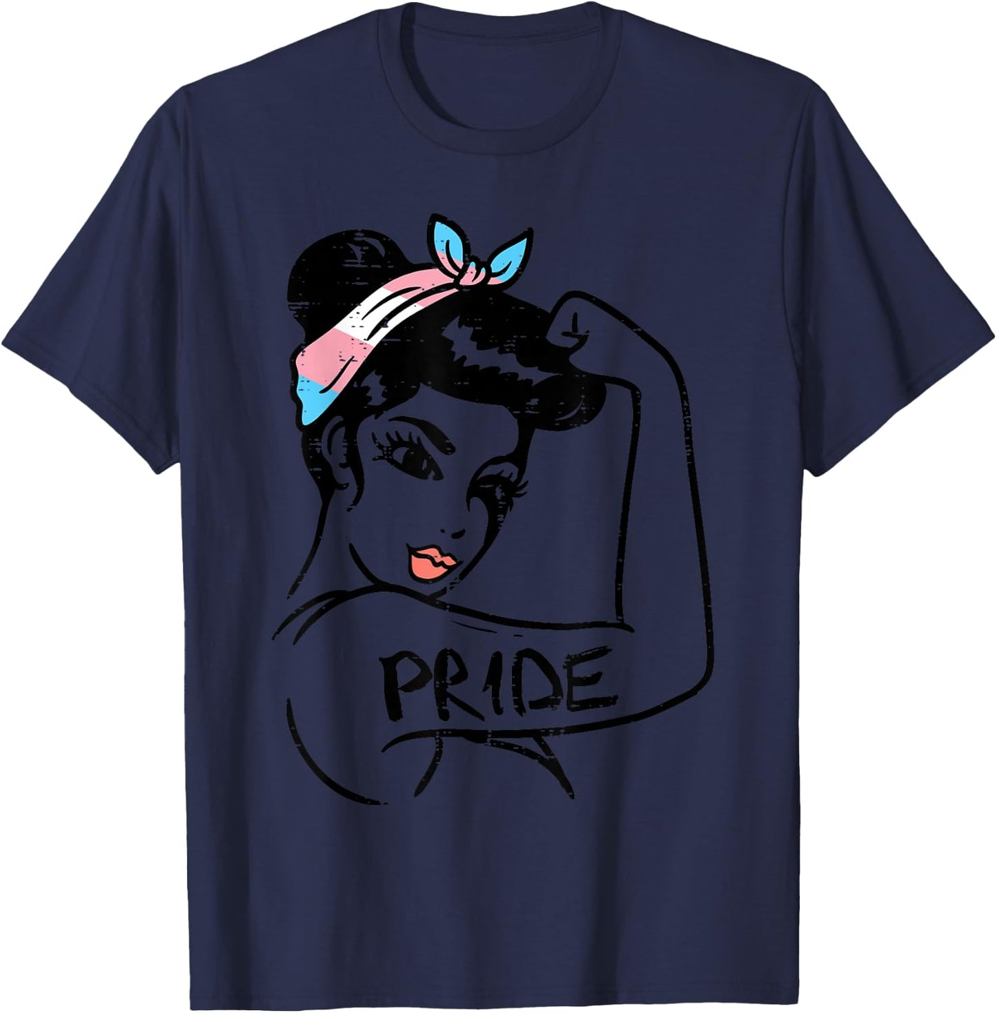 Unbreakable Strong Woman Transgender Trans Pride Flag Gift T-Shirt - T-Shirt | Navy
