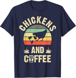 I like Chickens & Coffee Funny vintage Pet theme lover T-Shirt - T-Shirt | Navy