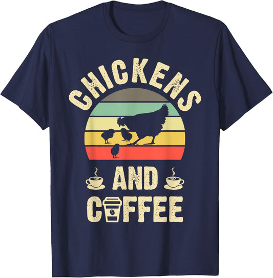 I like Chickens & Coffee Funny vintage Pet theme lover T-Shirt - T-Shirt | Navy