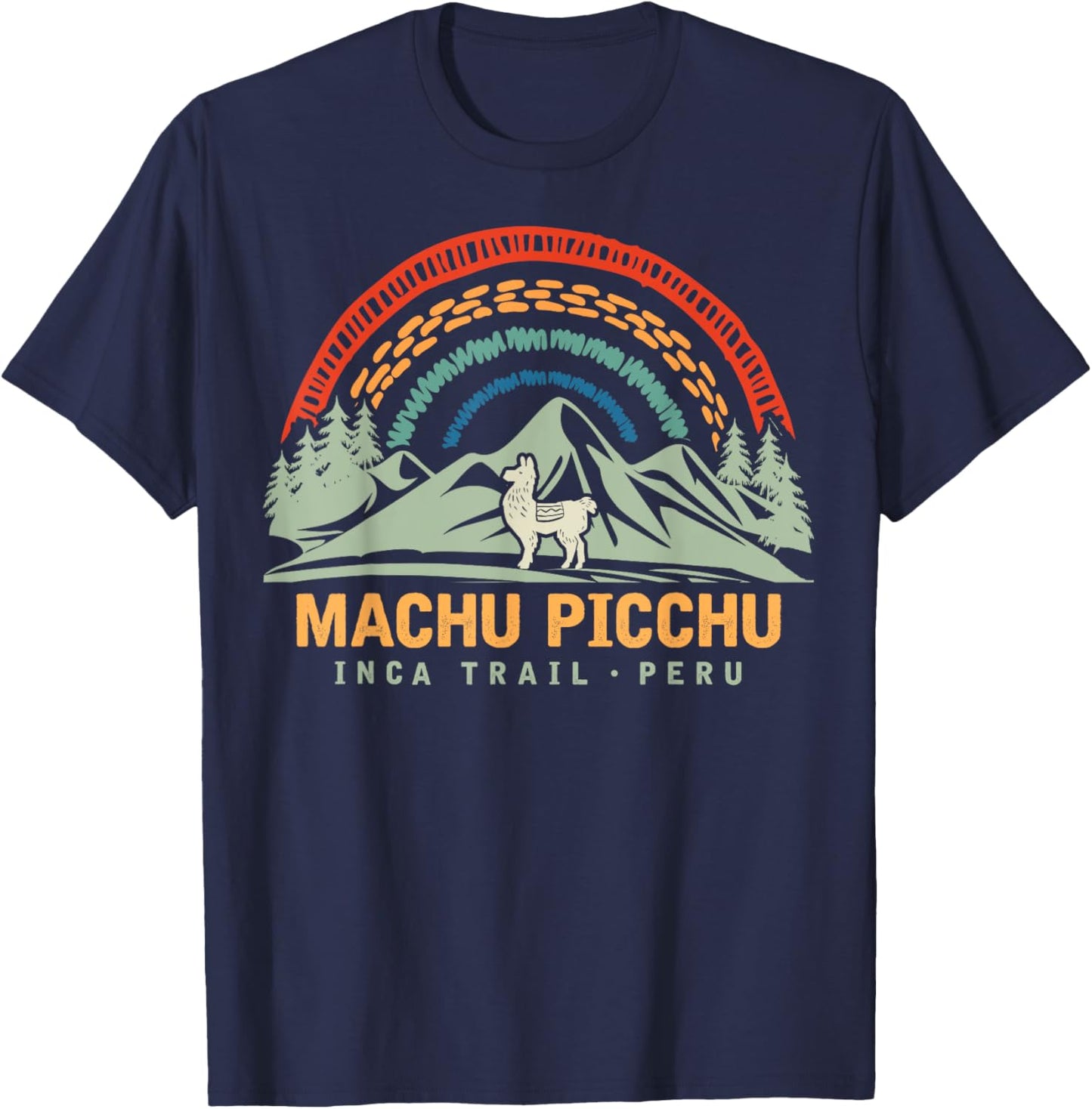 Machu Picchu Retro Llama - Cuzco Peru - Peru Inca Trail T-Shirt - T-Shirt | Navy