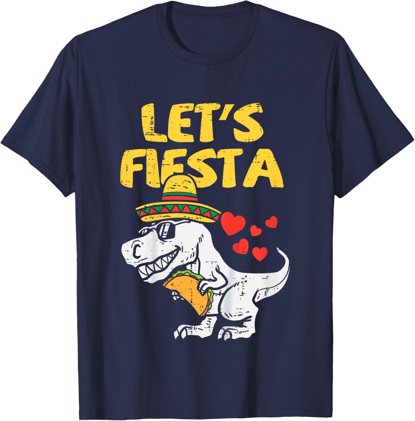 Kids Lets Fiesta Trex Taco Toddler Boys Cinco De Mayo Kids Dino T-Shirt - T-Shirt | Navy