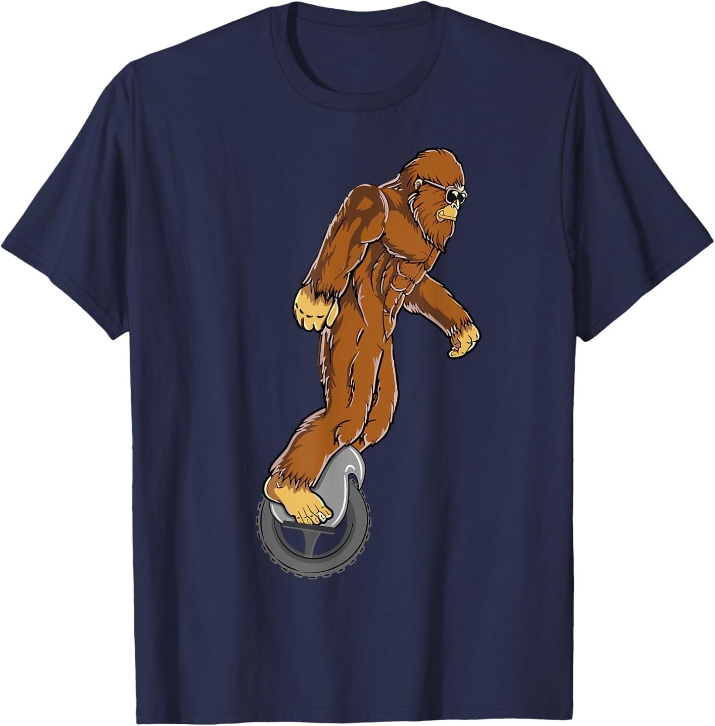 Sasquatch Bigfoot Funny Designs & Women Bigfoot on Electric Unicycle EUC Monowheel Airwheel Funny T-Shirt - T-Shirt | Navy