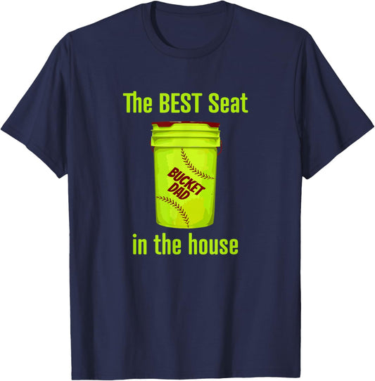 AS Softball Dad Best Seat in the House Pitcher Catcher T-Shirt - T-Shirt | Navy