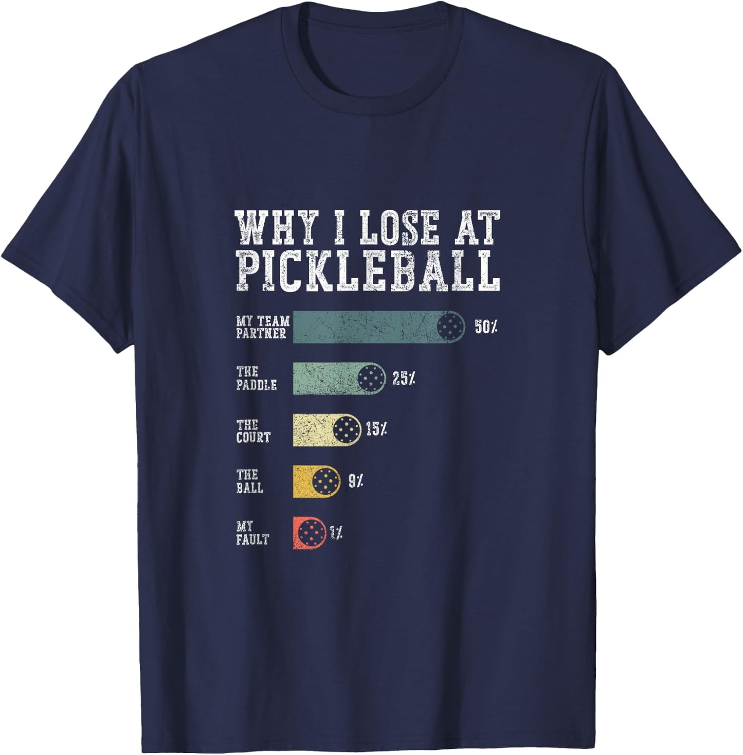 Why I Lose at Pickleball Humor Funny Pickleball Men Women T-Shirt - T-Shirt | Navy