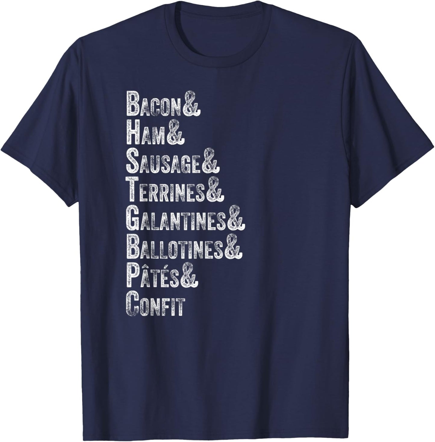 Charcuterie Board Restaurant Foodie Meat List Retro Vintage T-Shirt - T-Shirt | Navy