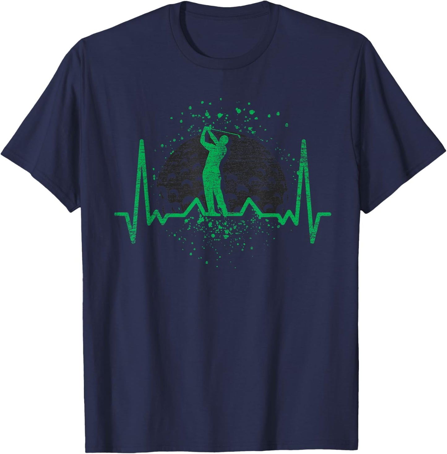 Golf Club Golfing Golf Course Sport Golfer Heartbeat Golf T-Shirt - T-Shirt | Navy