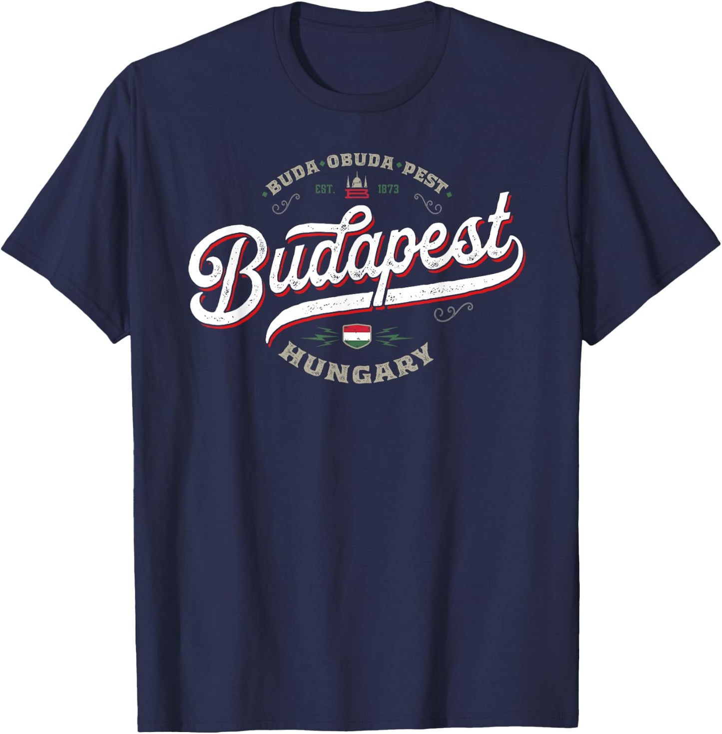Budapest Hungary | Vintage Hungarian City Souvenir Travel T-Shirt - T-Shirt | Navy