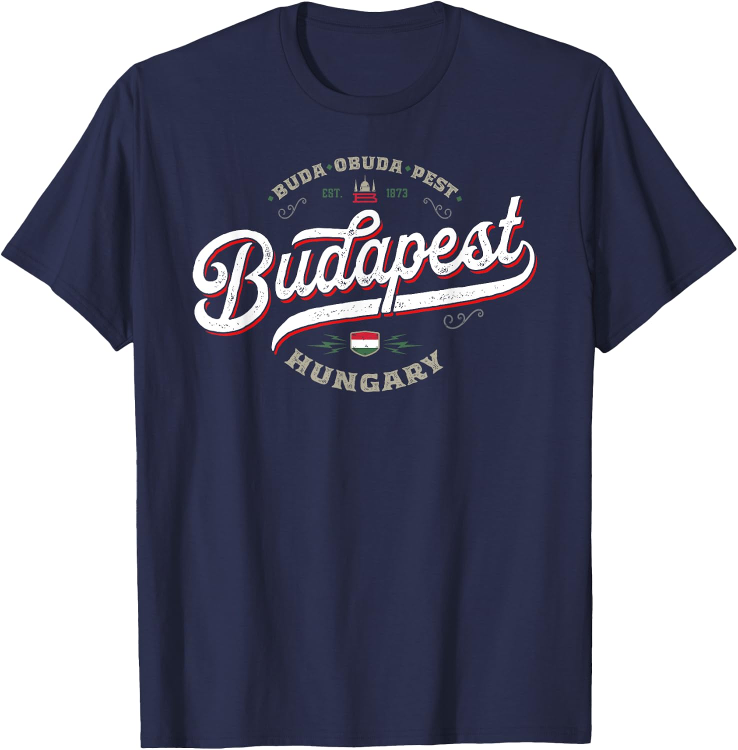 Budapest Hungary | Vintage Hungarian City Souvenir Travel T-Shirt - T-Shirt | Navy