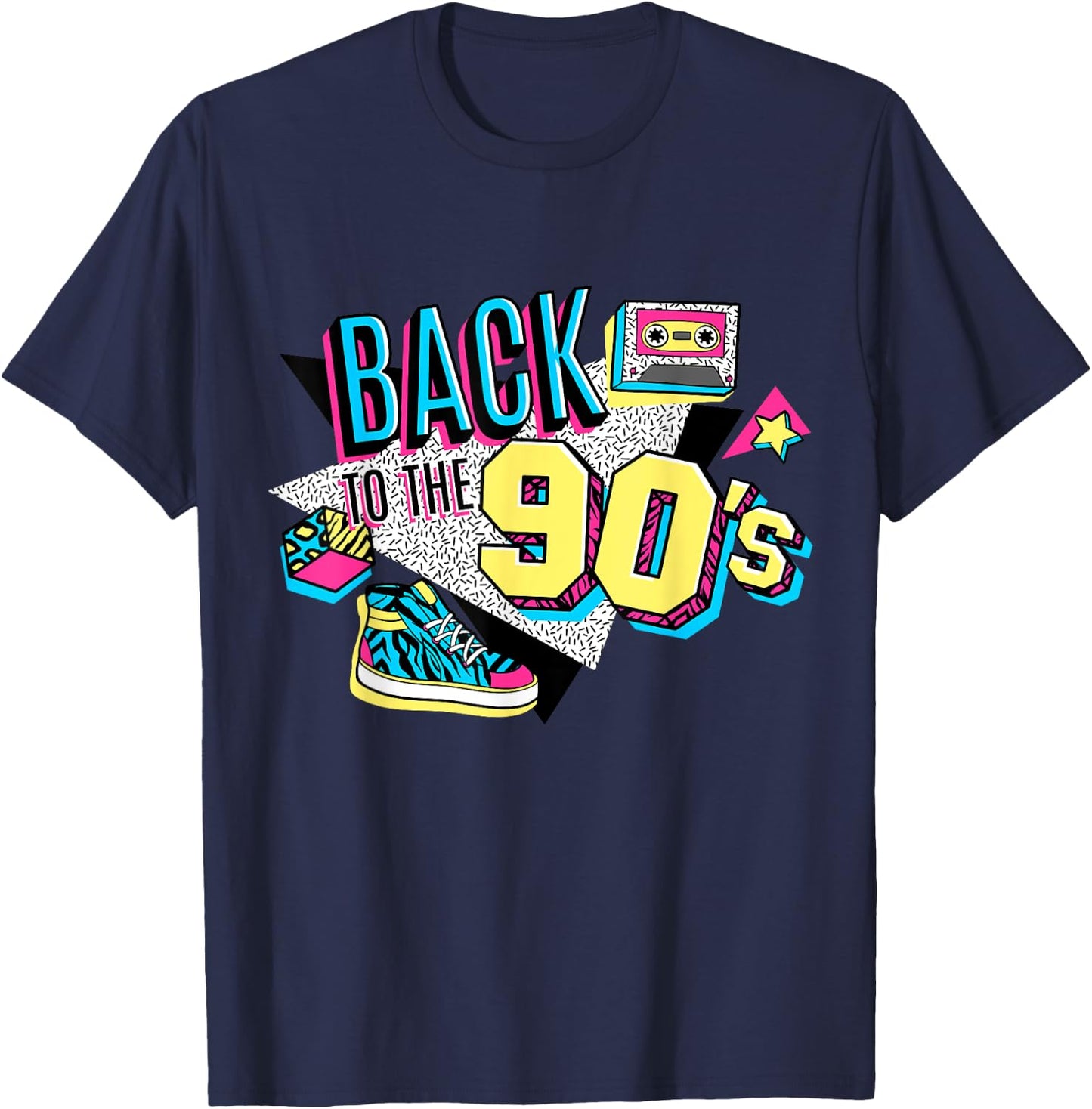 Men's Women's Kids Vintage Retro Back To 90's Graphic Design T-Shirt - T-Shirt | Navy