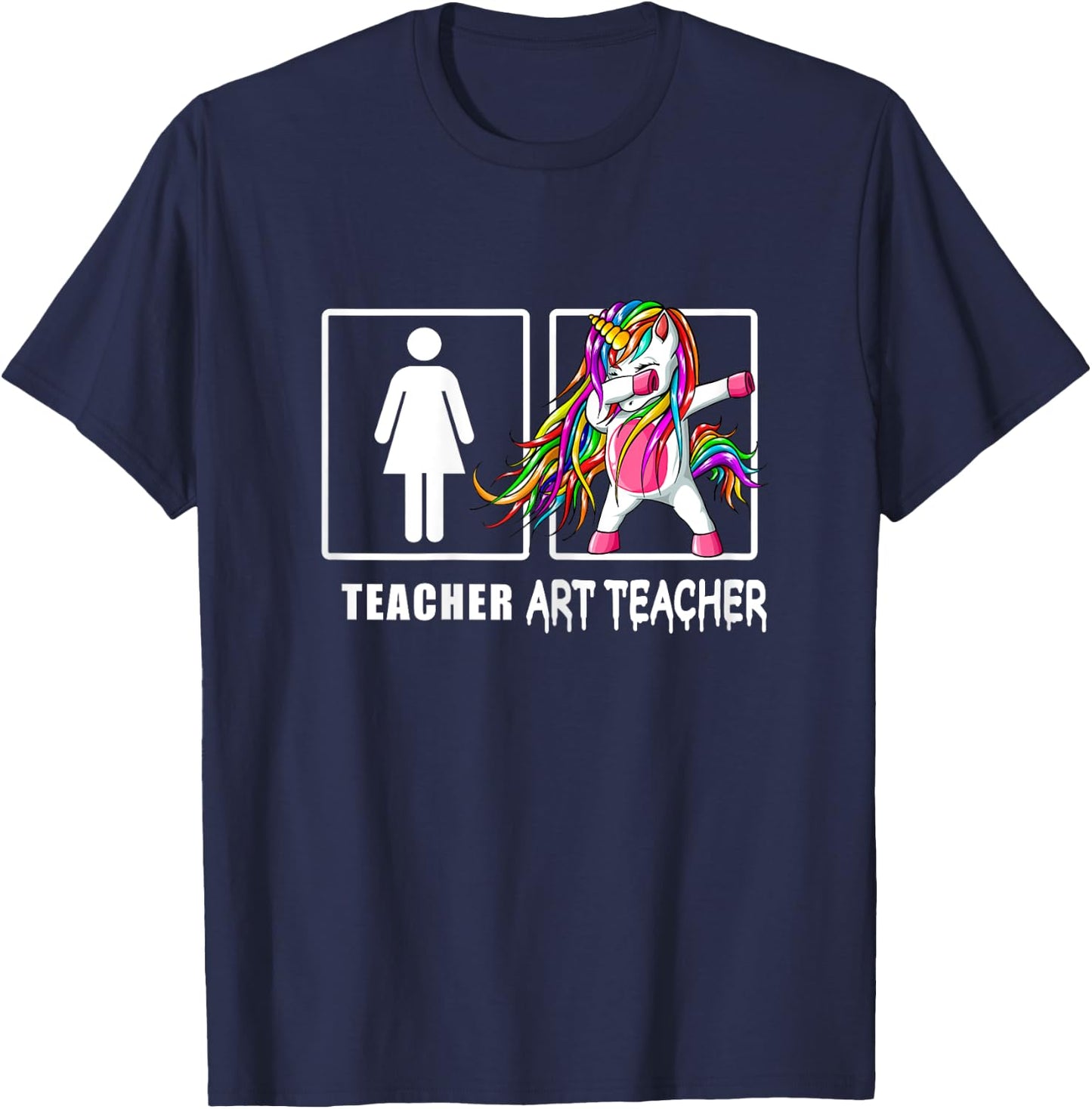 Cute Art Teacher Magical Dabbing Unicorn Gift Funny Artist Women T-Shirt - T-Shirt | Navy