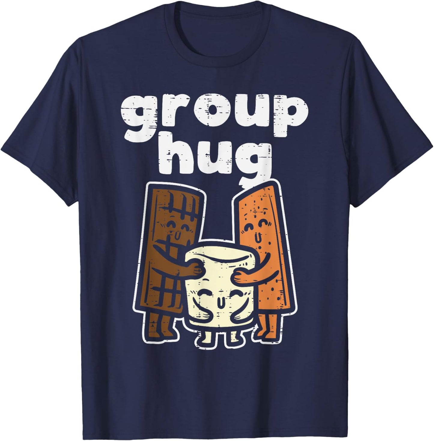 Group Hug Marshmallow Smore Funny Camping Pun Camper Family T-Shirt - T-Shirt | Navy