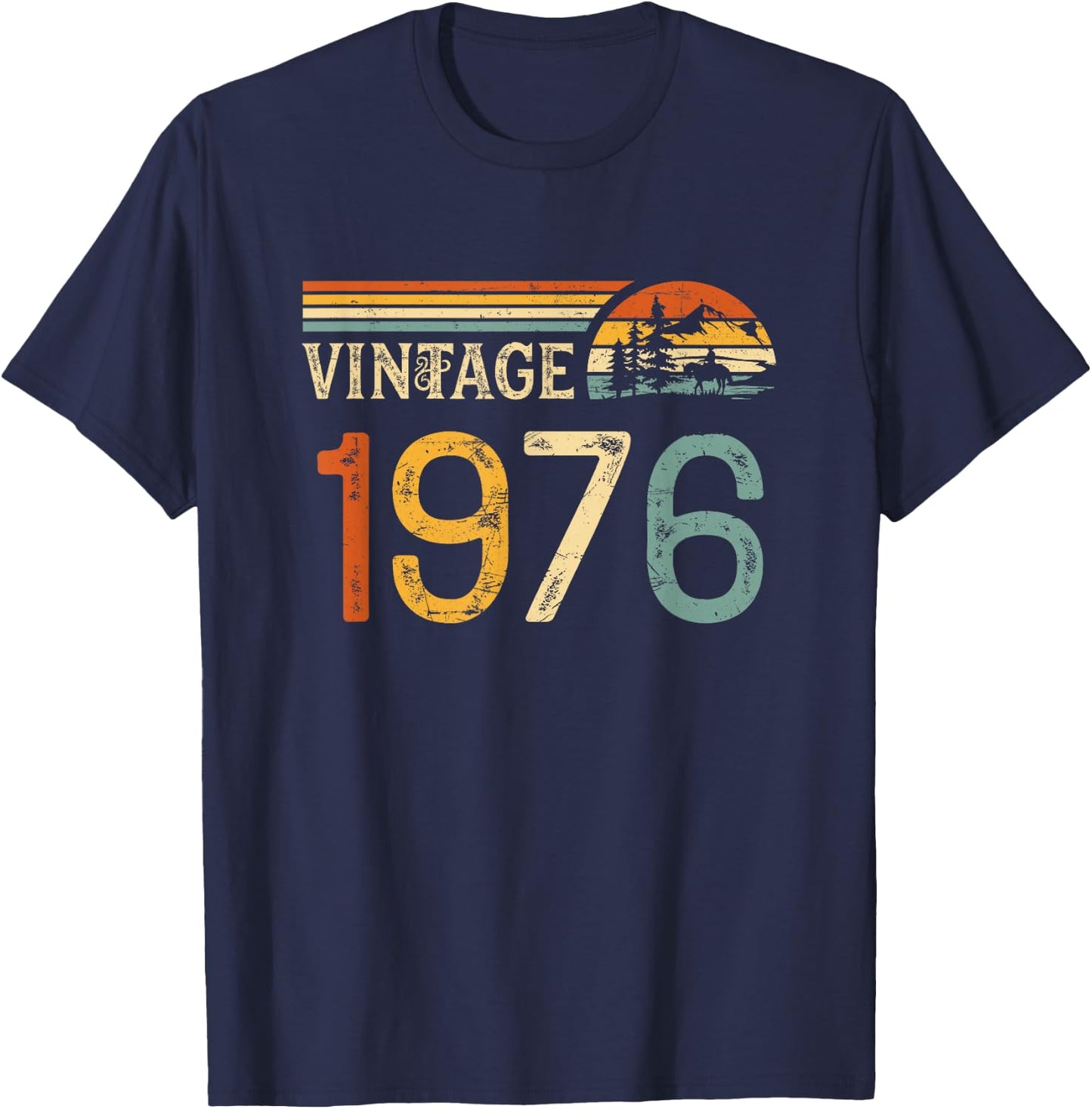 Vintage Made in 1976-49th Birthday 49 Years Old Men Women T-Shirt - T-Shirt | Navy