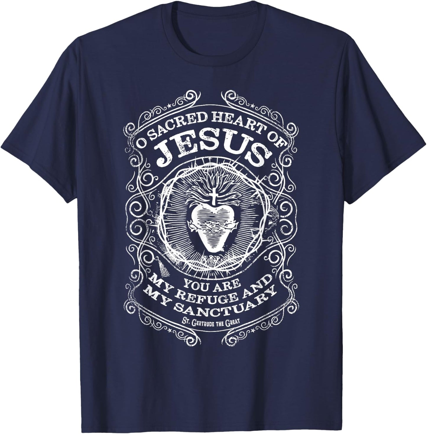 Sacred Heart of Jesus St Gertrude the Great Catholic Saint T-Shirt - T-Shirt | Navy