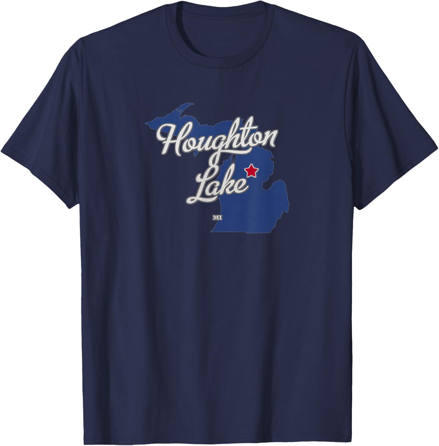 Houghton Lake Michigan MI Map T-Shirt - T-Shirt | Navy