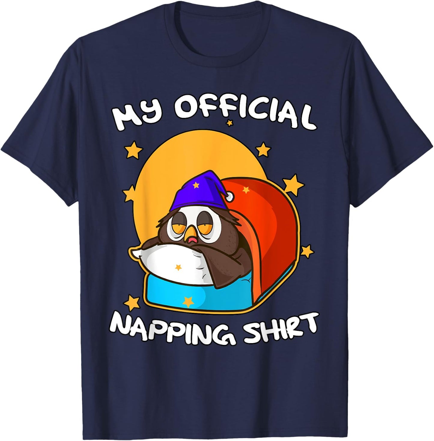 Funny Sleeping Owl Bird Pyjamas Gift Cute Official Napping T-Shirt - T-Shirt | Navy