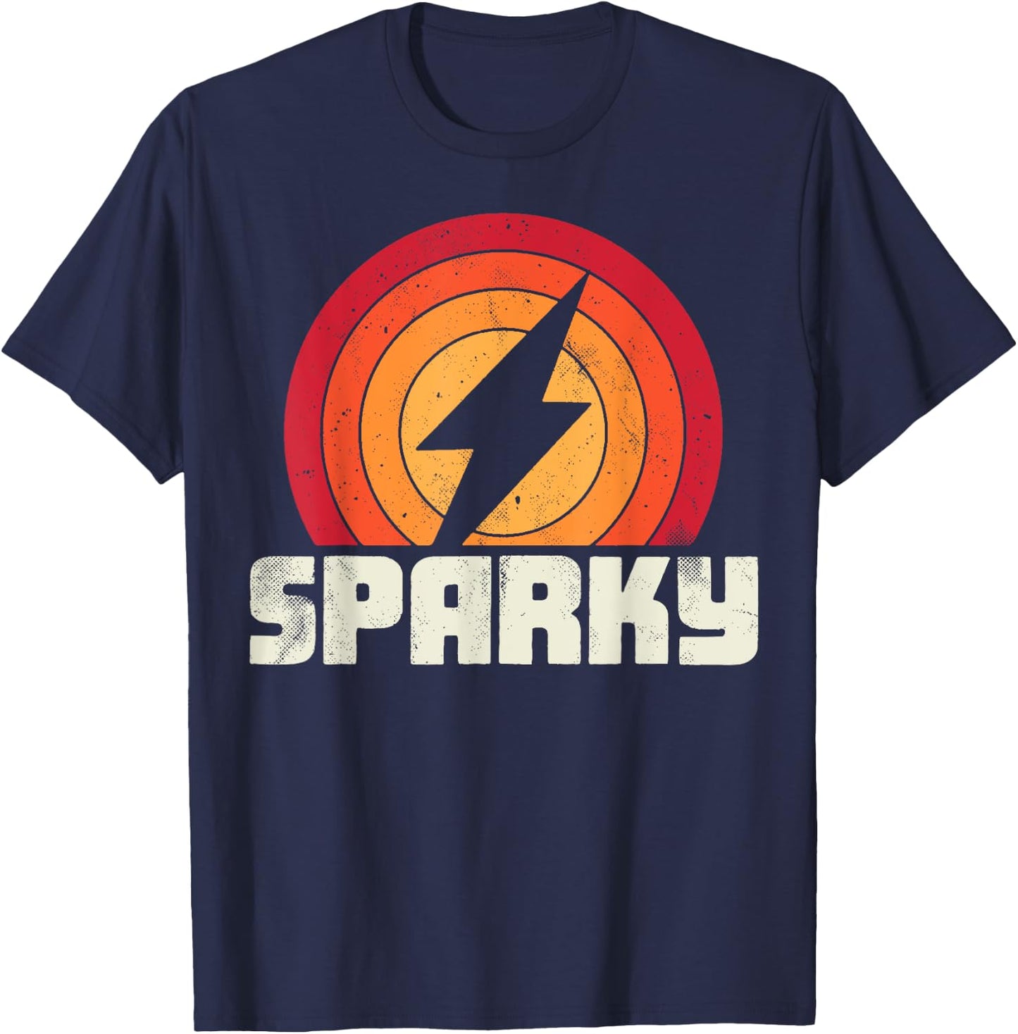 Sparky Electrician Funny Lineman Dad Retro Vintage Novelty T-Shirt - T-Shirt | Navy