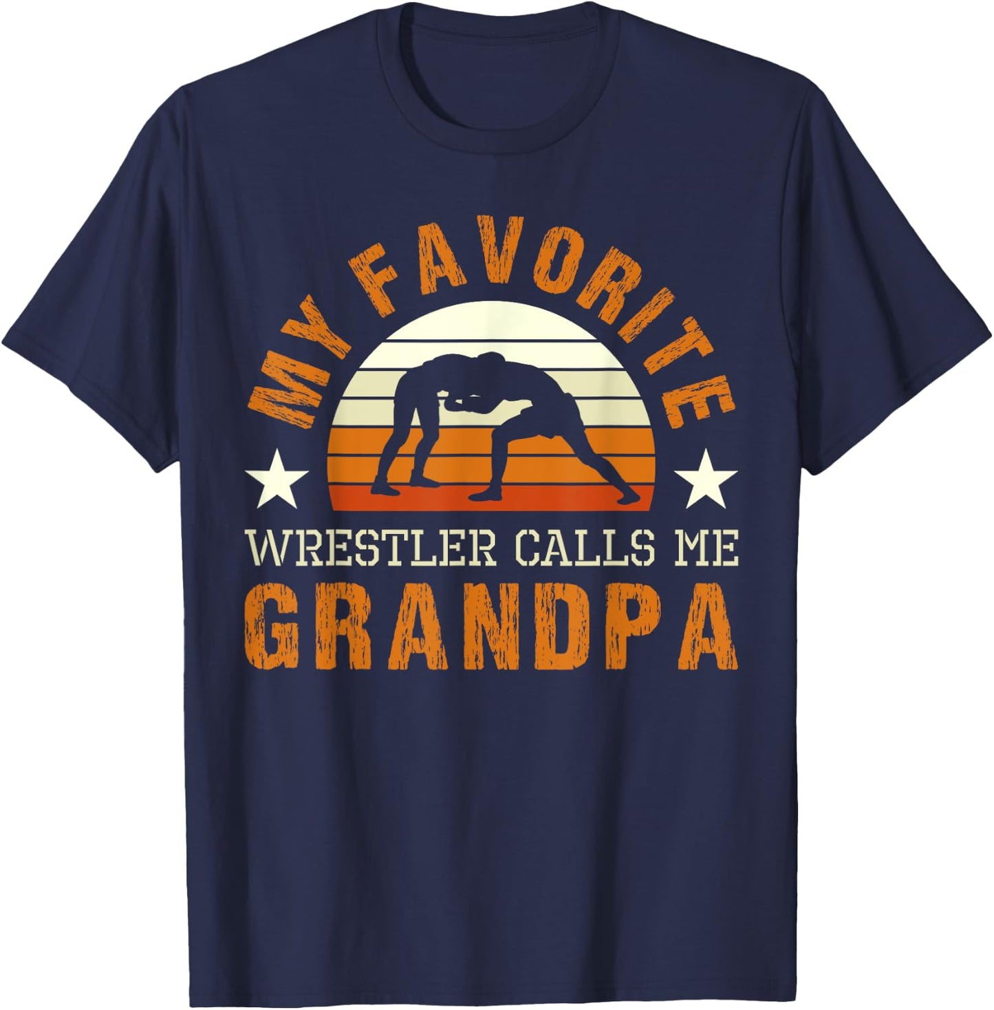 My Favorite Wrestler Calls Me Grandpa Wrestling Coach T-Shirt - T-Shirt | Navy