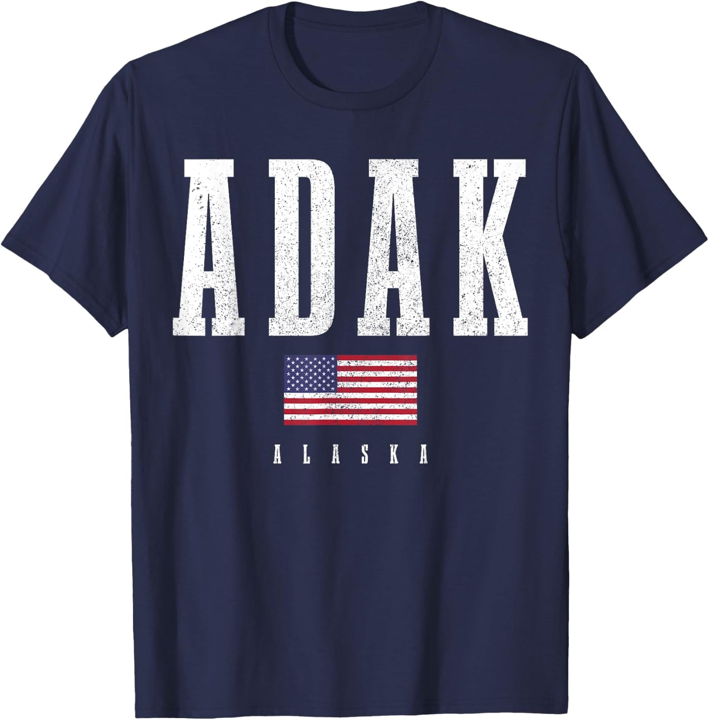 Adak Alaska American Flag Patriotic T-Shirt - T-Shirt | Navy