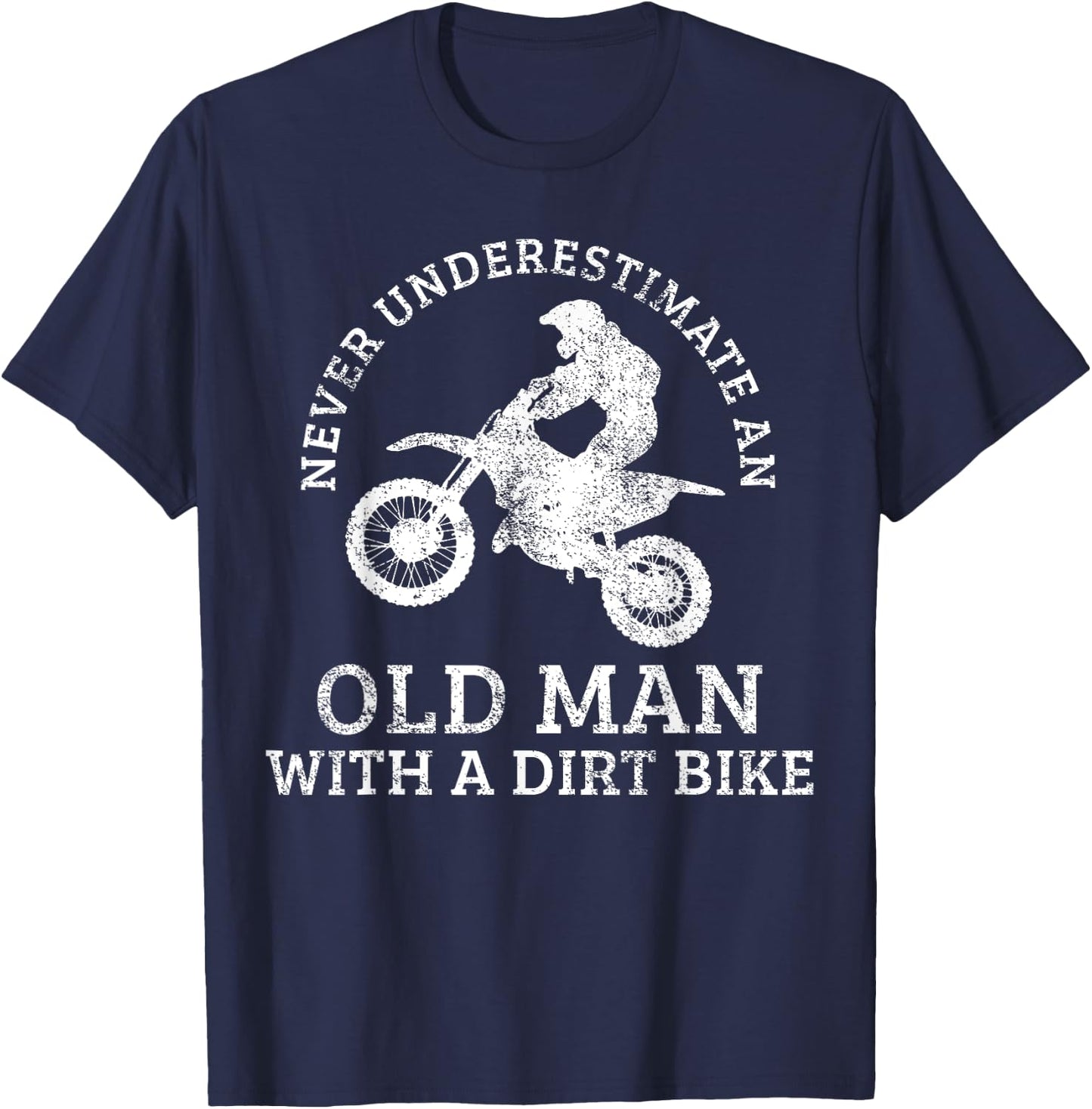 Motocross Dirt Bike Biking Grandpa Old Man Vintage T-Shirt - T-Shirt | Navy