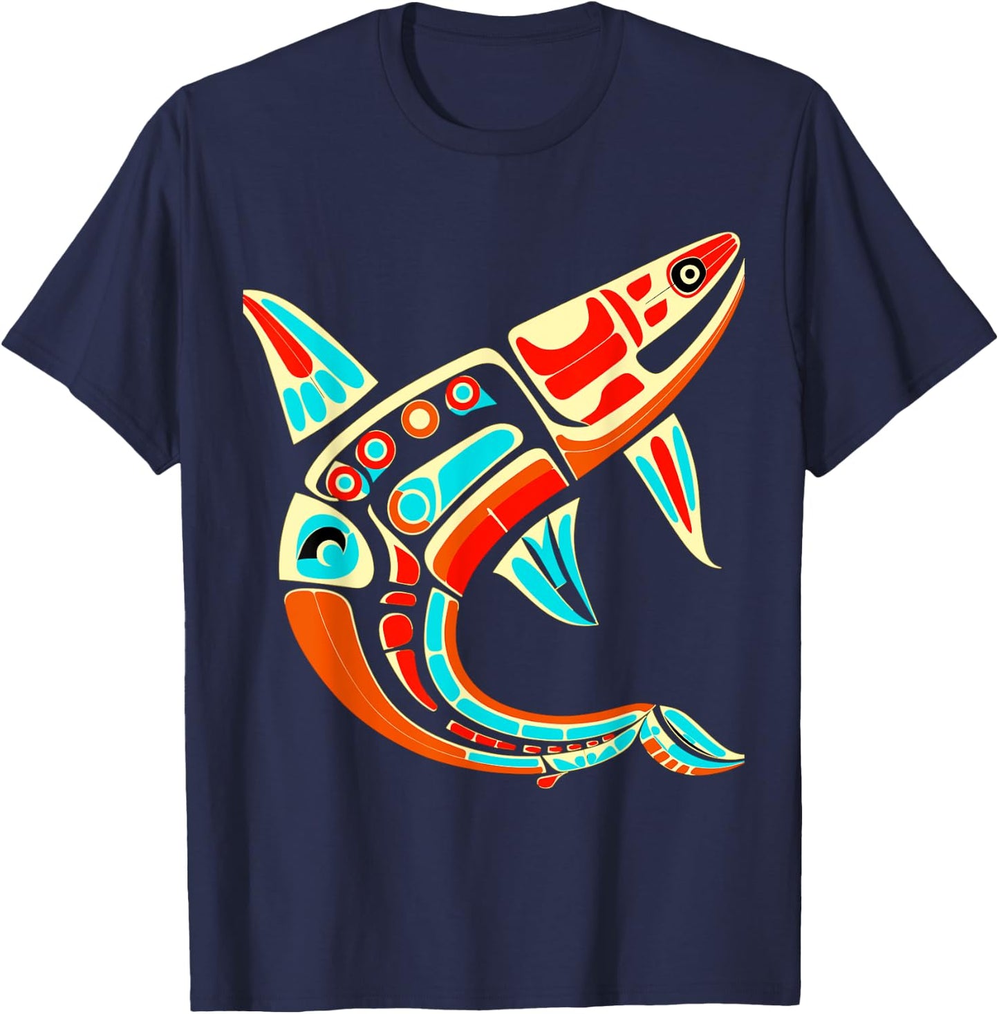 Orca in Salish Coast Art Style T-Shirt - T-Shirt | Navy
