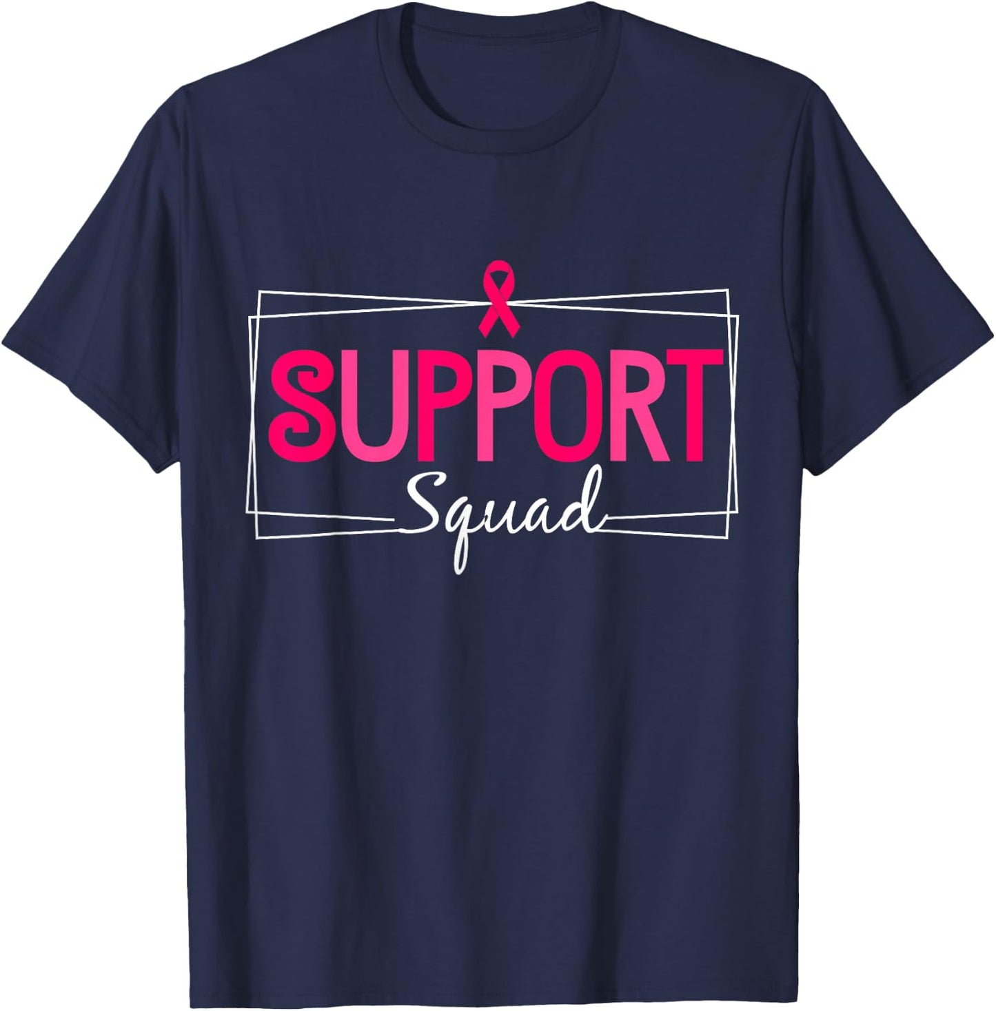 Support Squad Breast Cancer Awareness Pink Ribbon T-Shirt - T-Shirt | Navy