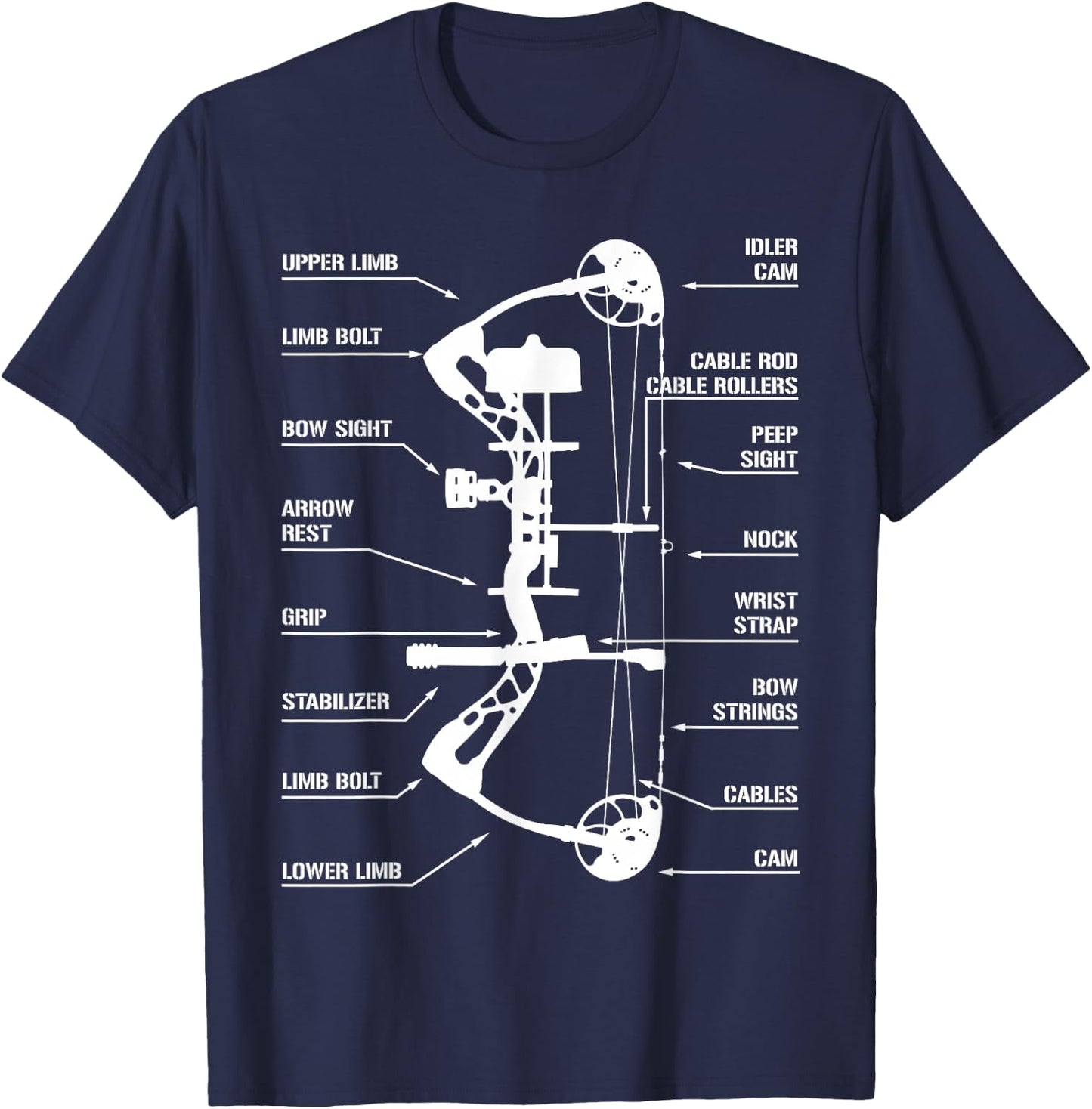 Anatomy of Archery Bow Hunting - Bowhunting T-Shirt - T-Shirt | Navy
