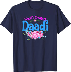 World's Greatest Daadi - Indian Grandma T-Shirt - T-Shirt | Navy