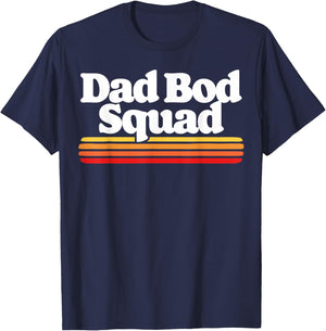 Dad BOD Squad! Funny Posing Fathers Day Vintage Sunset 80s T-Shirt - T-Shirt | Navy