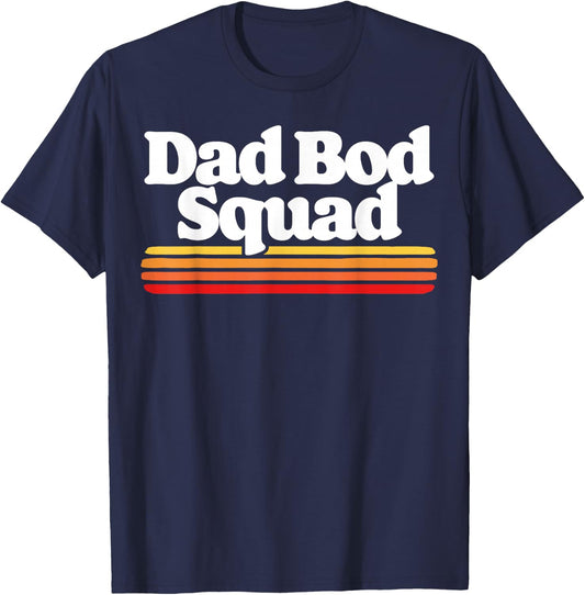 Dad BOD Squad! Funny Posing Fathers Day Vintage Sunset 80s T-Shirt - T-Shirt | Navy