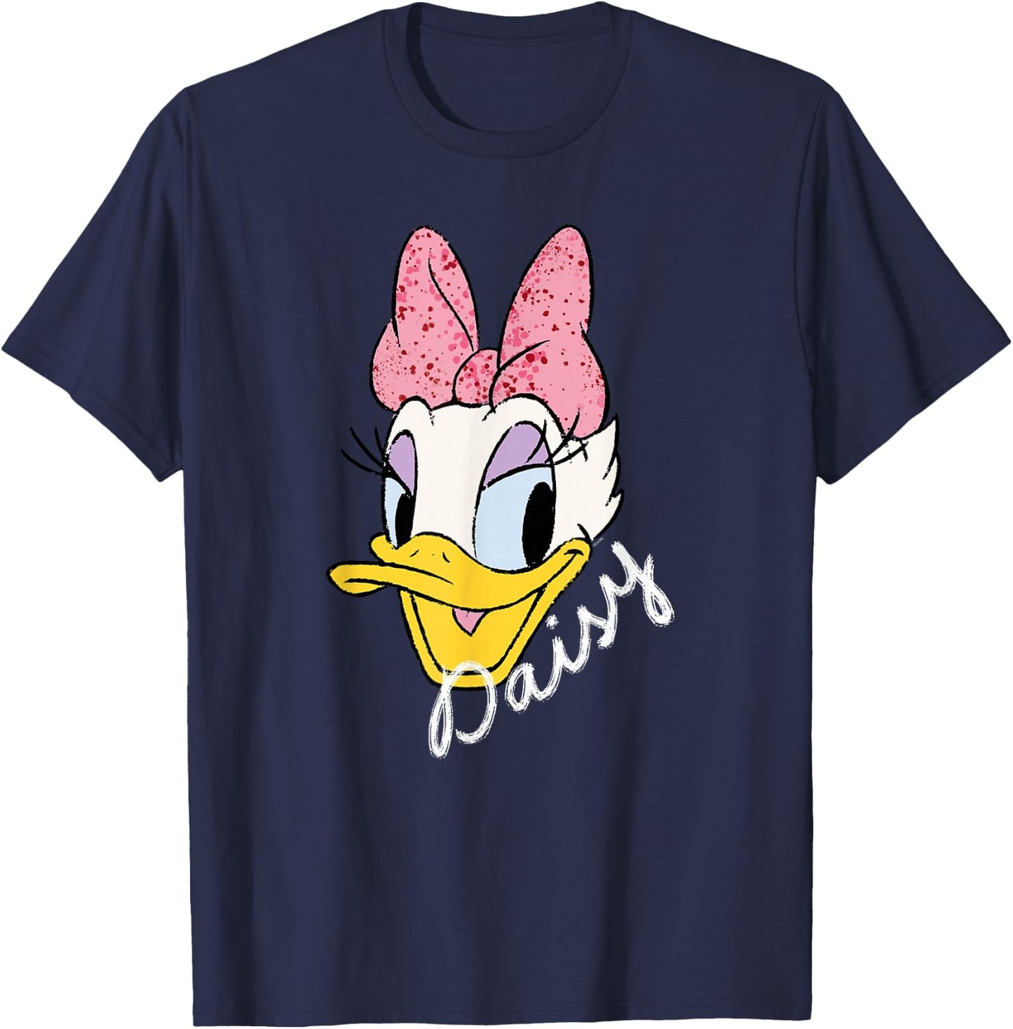 Disney Daisy Duck Sassy & Glamorous Speckled Bow and Name T-Shirt - T-Shirt | Navy