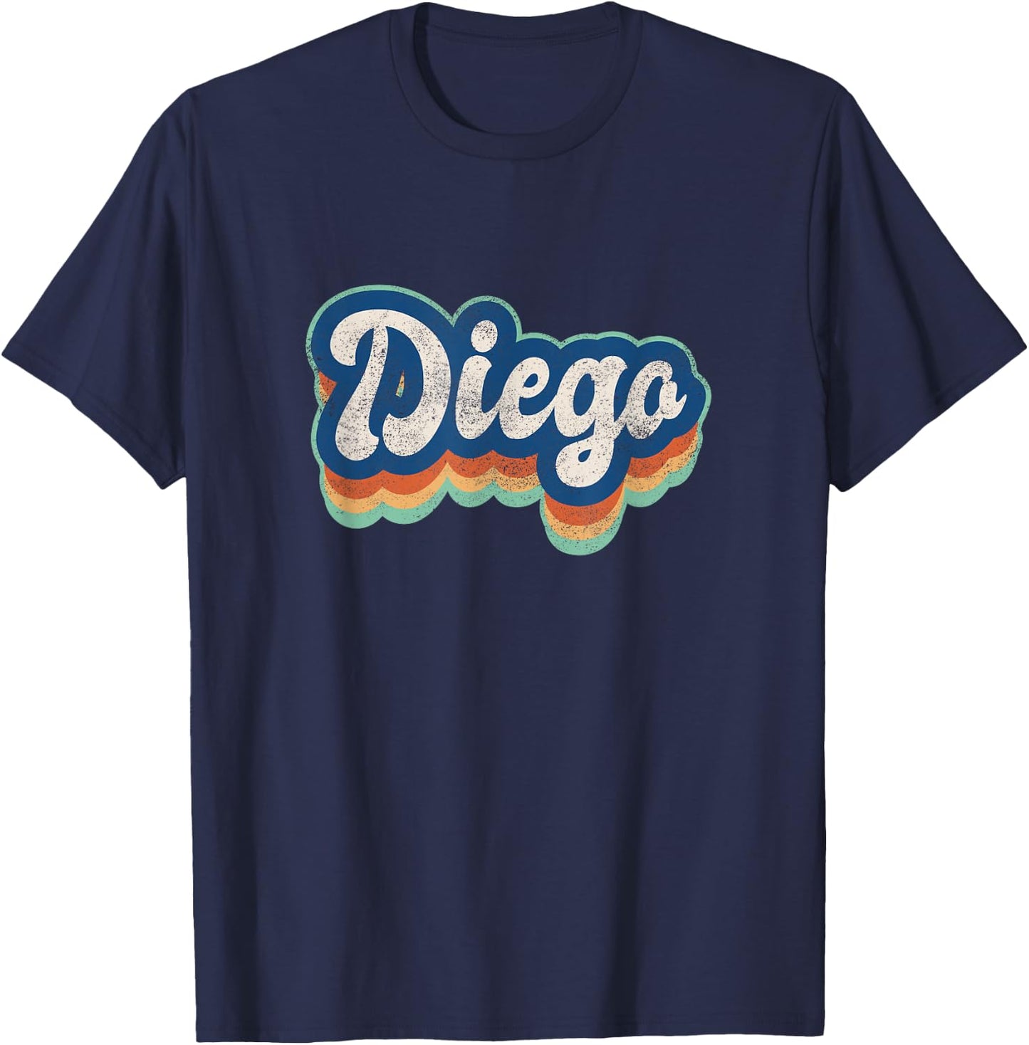Diego First Name Boy Vintage Style 70s 80s Personalized T-Shirt - T-Shirt | Navy