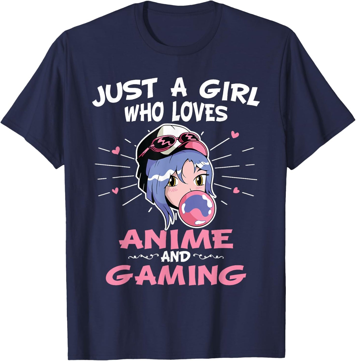Just A Girl Who Loves Anime And Gaming Manga Animation T-Shirt - T-Shirt | Navy
