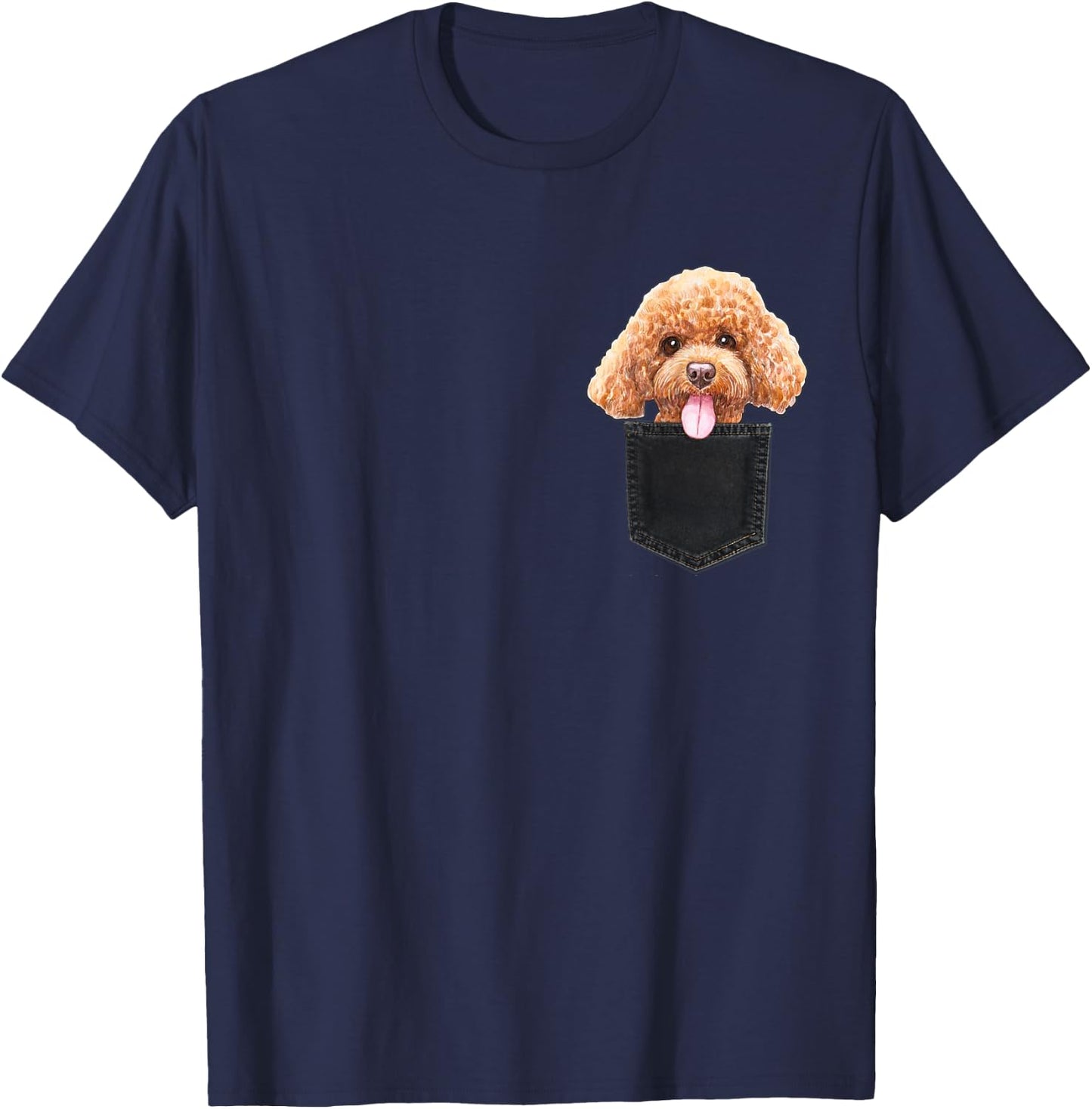 POODLE In A Pocket Cute Puppy Dog Owner Gift T-Shirt - T-Shirt | Navy