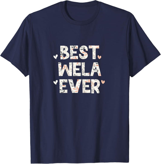 Best Wela Ever Floral Family Love Hearts T-Shirt - T-Shirt | Navy