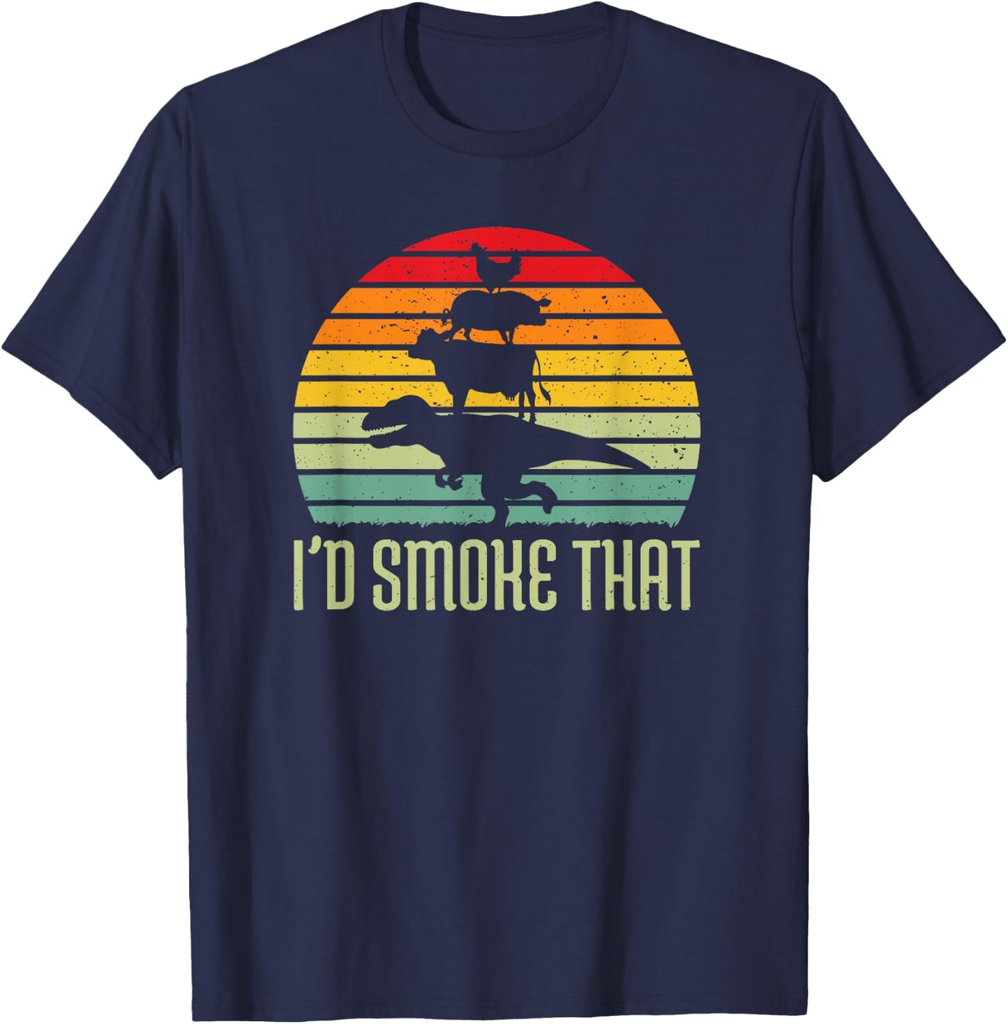 Barbecue Dinosaur BBQ Meat Grilling Smoker & T-Shirt - T-Shirt | Navy