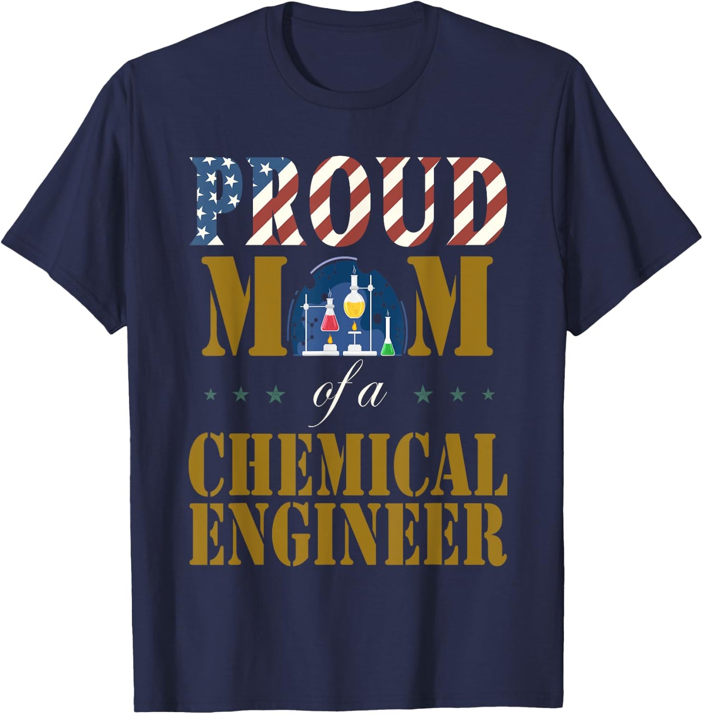 Vintage Flag American Proud Mom of a Chemical Engineer lover T-Shirt - T-Shirt | Navy