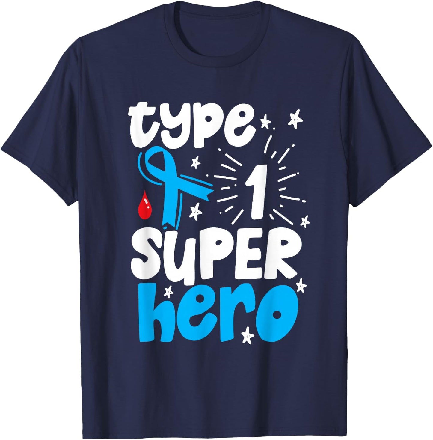 Type 1 Diabetes Awareness Type One Superhero T-Shirt - T-Shirt | Navy