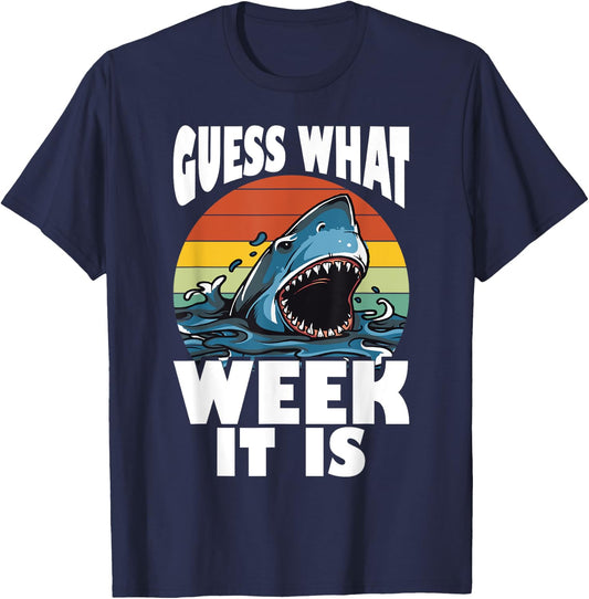 Shark - Guess What Week It Is - Funny Menstruation T-Shirt - T-Shirt | Navy