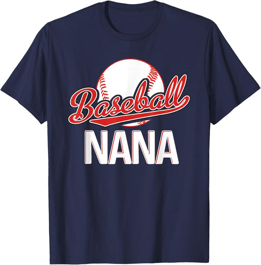 Baseball Nana Grandma Women Christmas Mother's Day Gift Papa T-Shirt - T-Shirt | Navy