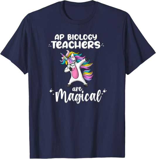 Unicorn Girl AP Biology Teacher Gift Love Awesome Funny T-Shirt - T-Shirt | Navy