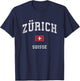 Zurich Switzerland Suisse Vintage Athletic Sports Design T-Shirt - T-Shirt | Navy
