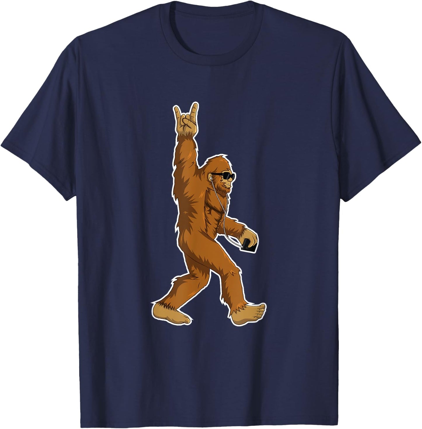 Bigfoot Rock and Roll Gift T-Shirt - T-Shirt | Navy