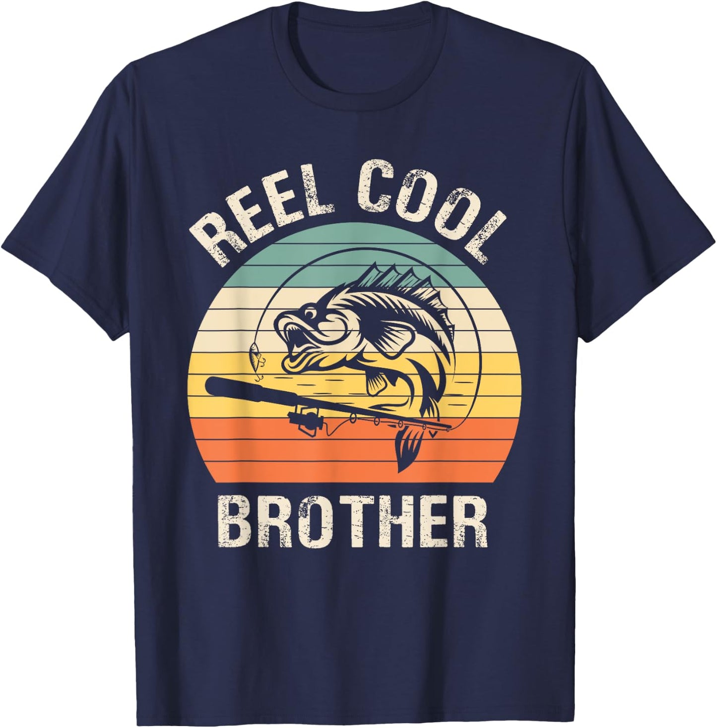 Reel Cool Brother Fishing Funny Gift T-Shirt - T-Shirt | Navy