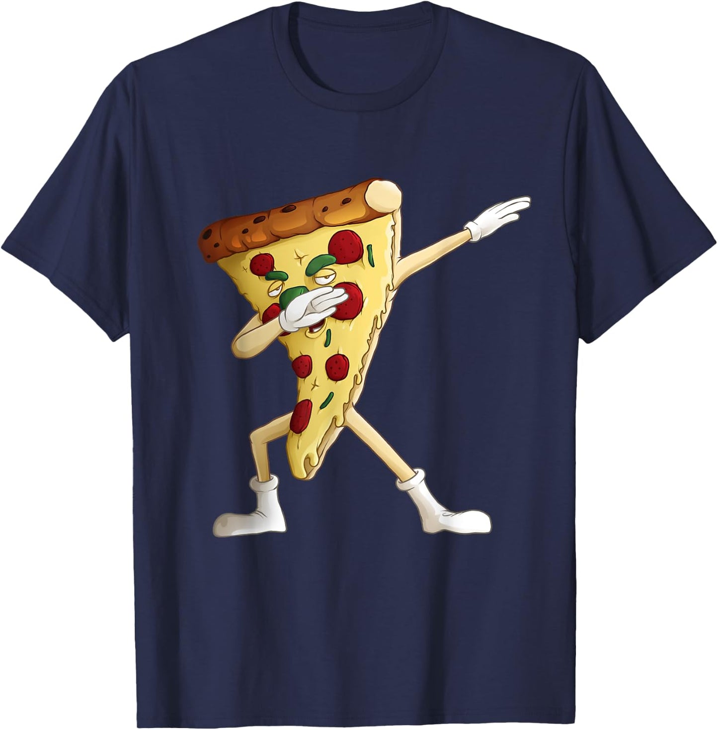 Cool Dabbing Pizza | Funny Italian Pie Hip-Hop Dancer Gift T-Shirt - T-Shirt | Navy