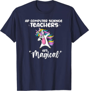 Unicorn Girl AP Computer Science Teacher Gift Awesome Funny T-Shirt - T-Shirt | Navy