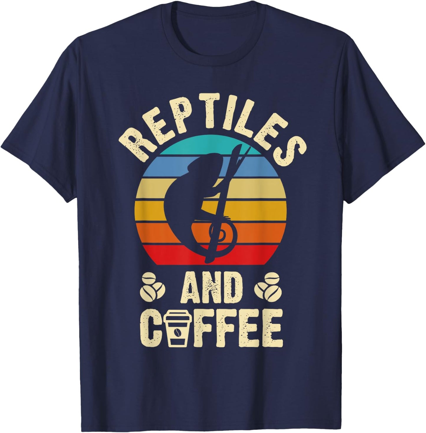 I like Reptiles & Coffee Funny vintage Pet theme lover gift T-Shirt - T-Shirt | Navy