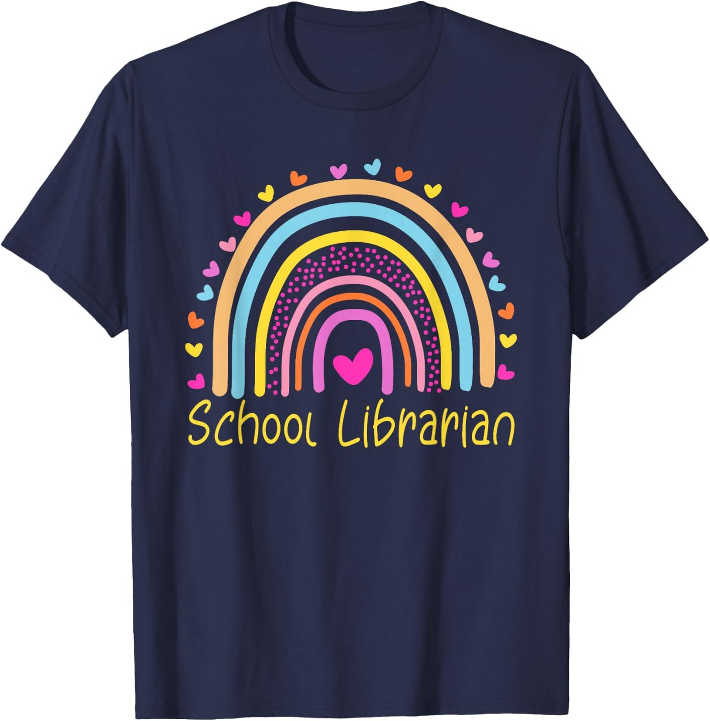 School Librarian Rainbow T-Shirt - T-Shirt | Navy